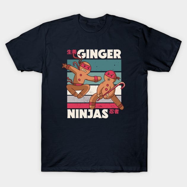 Funny Christmas Ginger Ninjas // Retro Cartoon Ginjas T-Shirt by SLAG_Creative